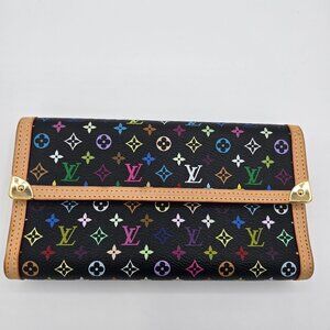 Louis Vuitton  Murakami Black Multicolor Porte Tresor International Wallet
